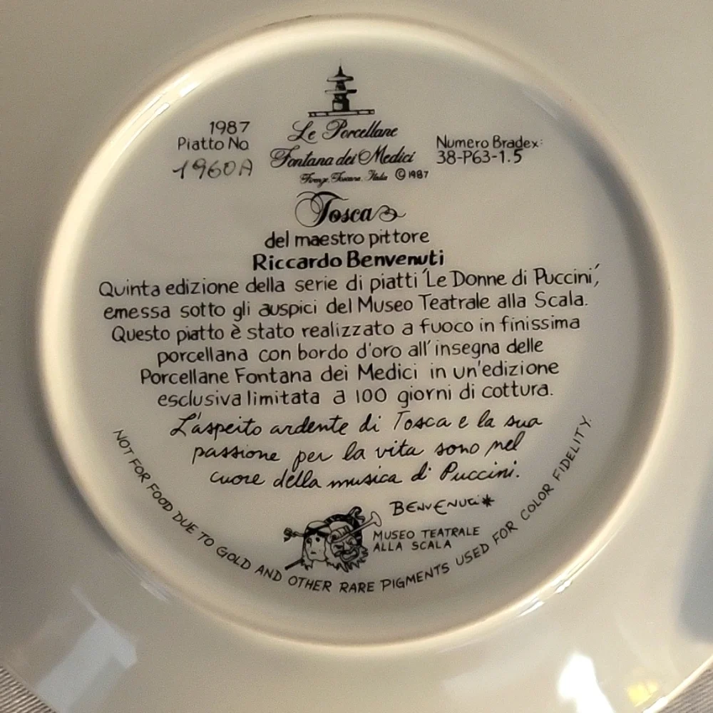 1987 Riccaedo Benvenuti Bradford Exchange Collector Plates